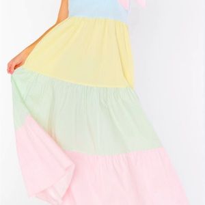 Sabrina Maxi Dress ~ Mixed Easter Stripe